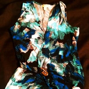 Michael Kors sleeveless multicolored wrap blouse